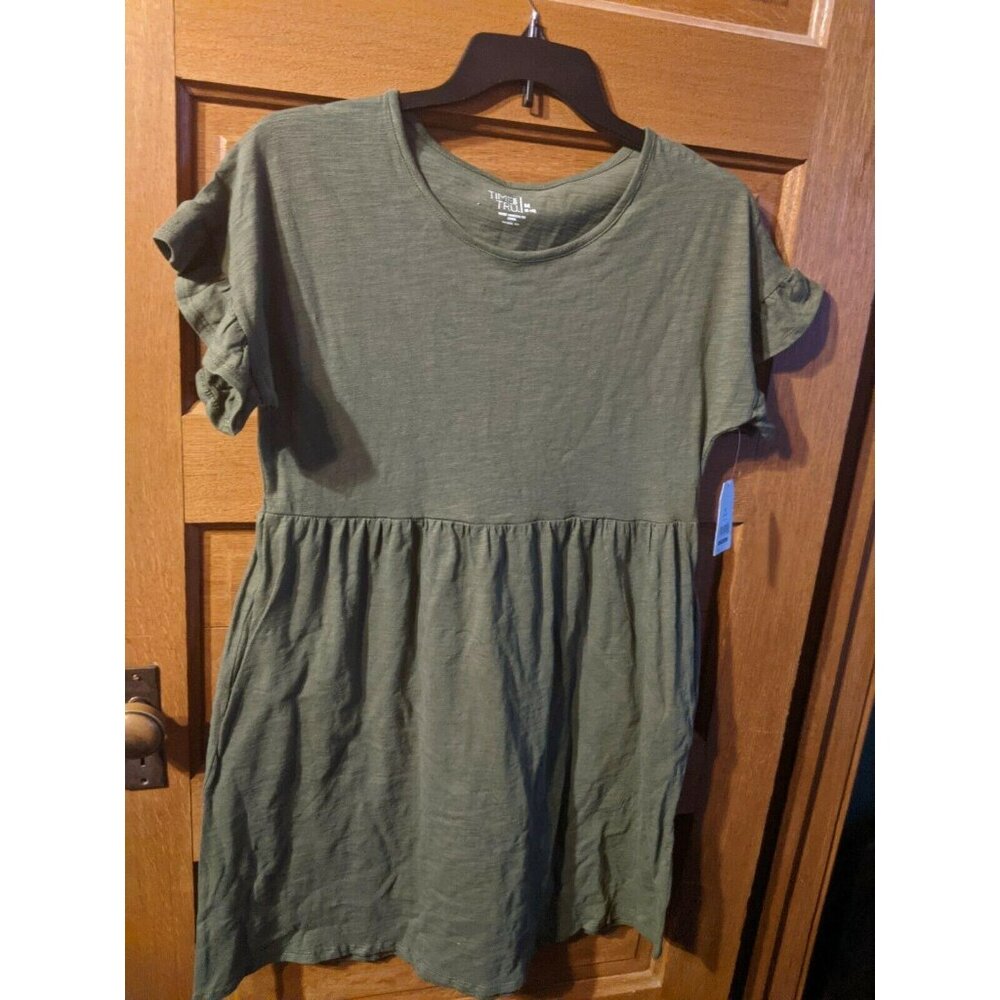Time And Tru Shirt Knit Dress Size M Olive Green Small Tshirt Modest Womens